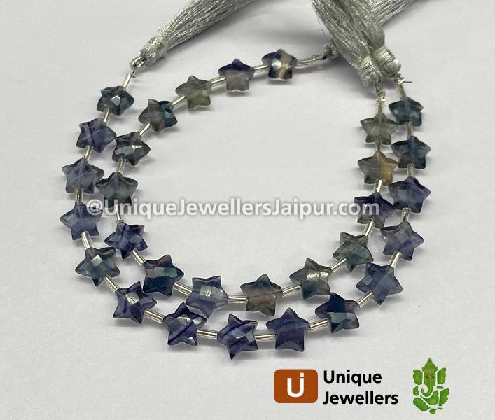 Fluorite Blue Faceted Star Beads